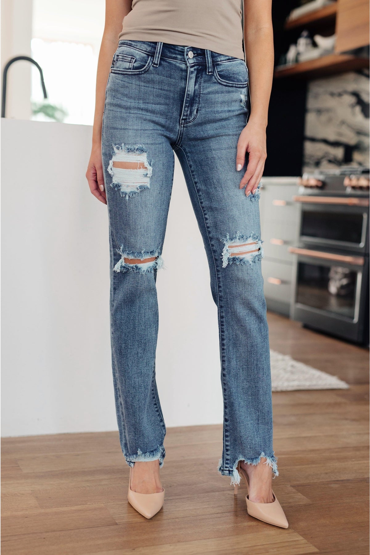 Judy Blue O'Hara Destroyed Straight Jeans - SwagglyLife Home & Fashion