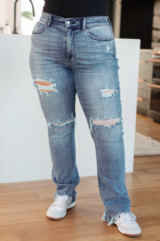 Judy Blue O'Hara Destroyed Straight Jeans - SwagglyLife Home & Fashion