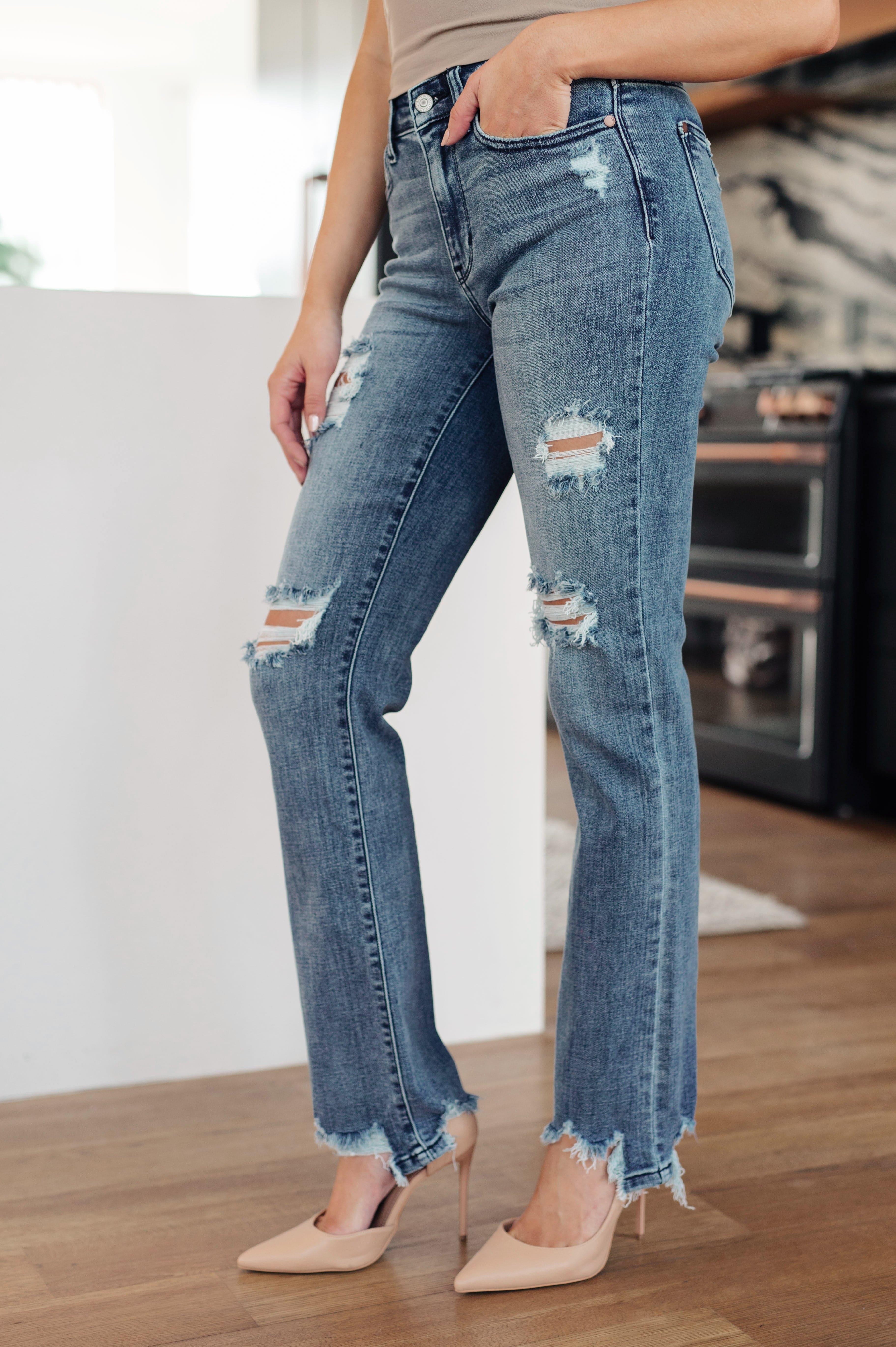 Judy Blue O'Hara Destroyed Straight Jeans - SwagglyLife Home & Fashion