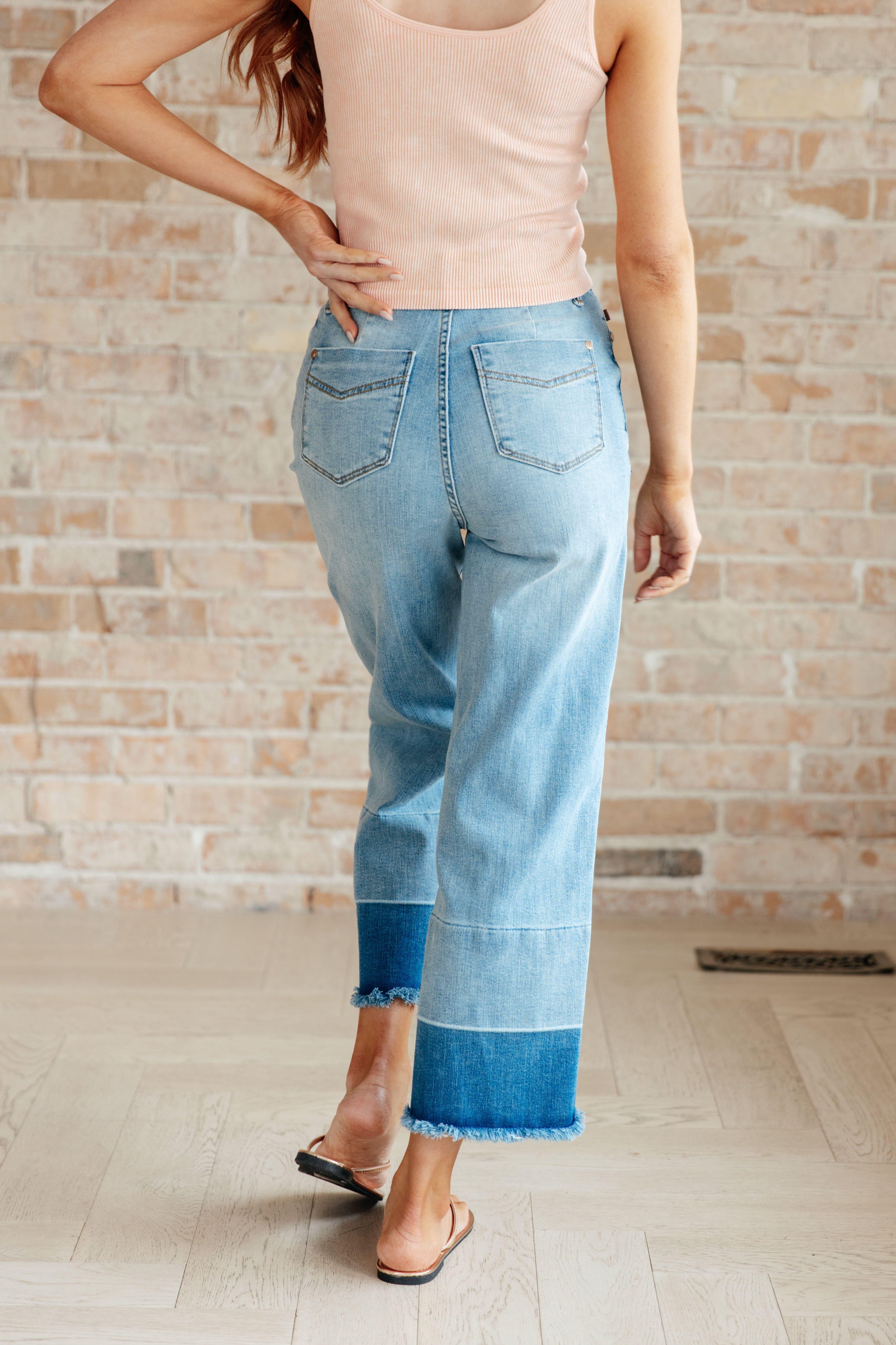 Judy Blue Olivia High Rise Wide Leg Crop Jeans in Medium Wash - SwagglyLife Home & Fashion