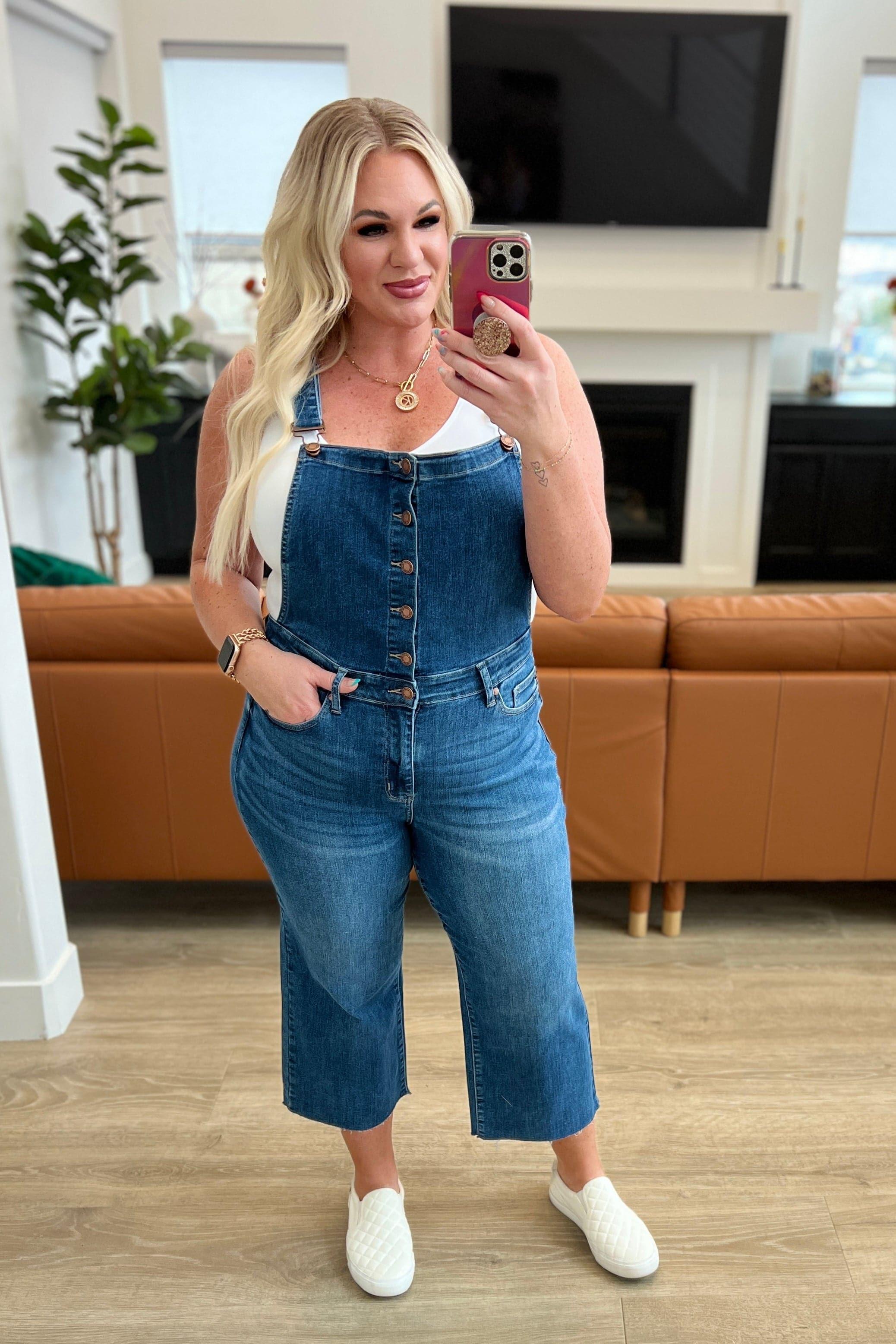 Judy Blue Priscilla High Rise Crop Wide Leg Denim Overalls - SwagglyLife Home & Fashion