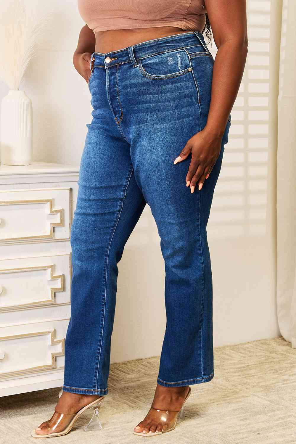 Judy Blue Straight Leg Jeans with Pockets - SwagglyLife Home & Fashion