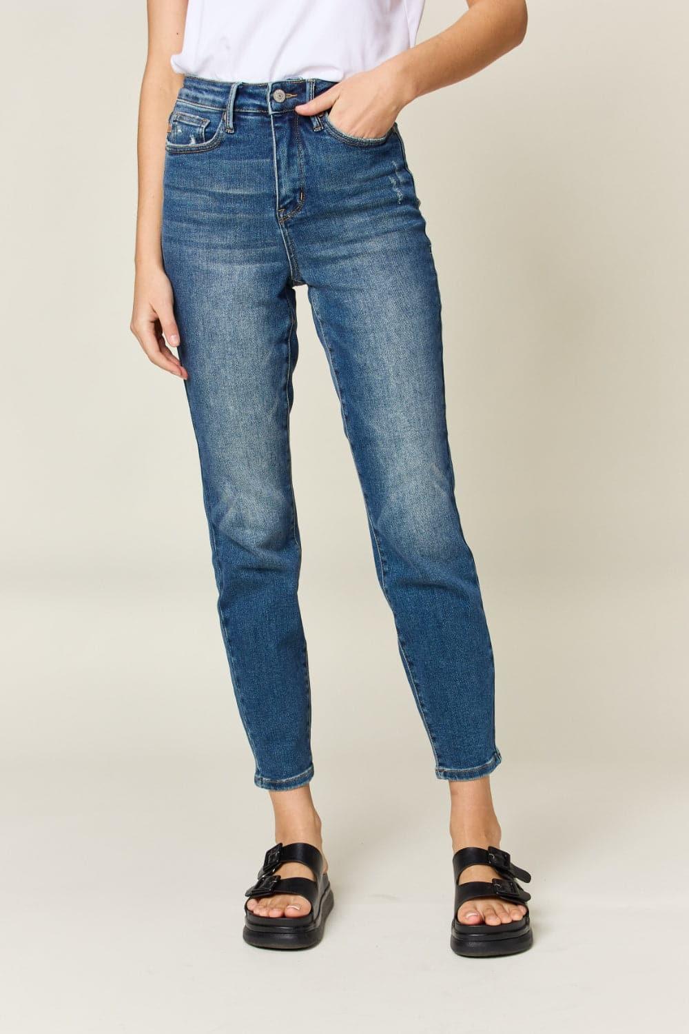 Judy Blue Full Size Tummy Control High Waist Slim Jeans - SwagglyLife Home & Fashion
