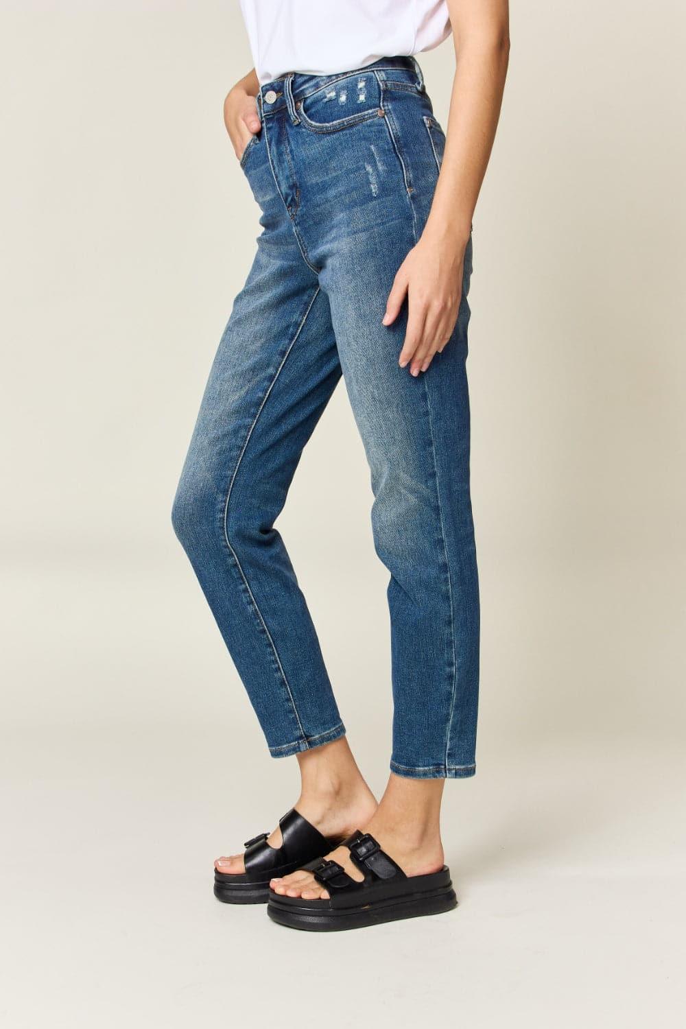 Judy Blue Full Size Tummy Control High Waist Slim Jeans - SwagglyLife Home & Fashion