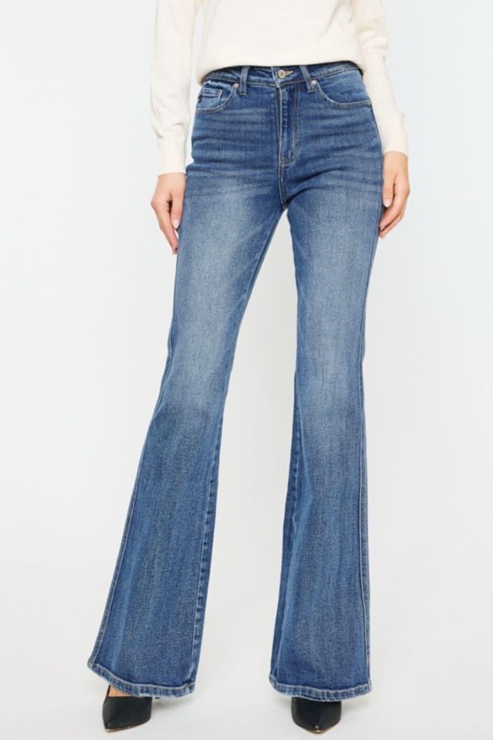 Kancan Cat's Whiskers High Waist Flare Jeans - SwagglyLife Home & Fashion