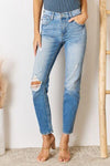 Kancan High Rise Distressed Slim Straight Jeans - SwagglyLife Home & Fashion