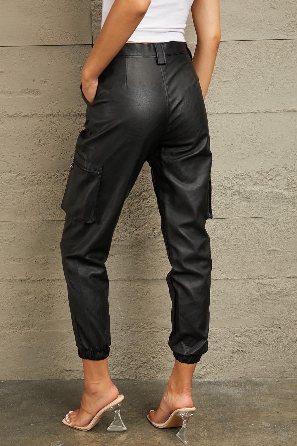Kancan High Rise Leather Joggers - SwagglyLife Home & Fashion