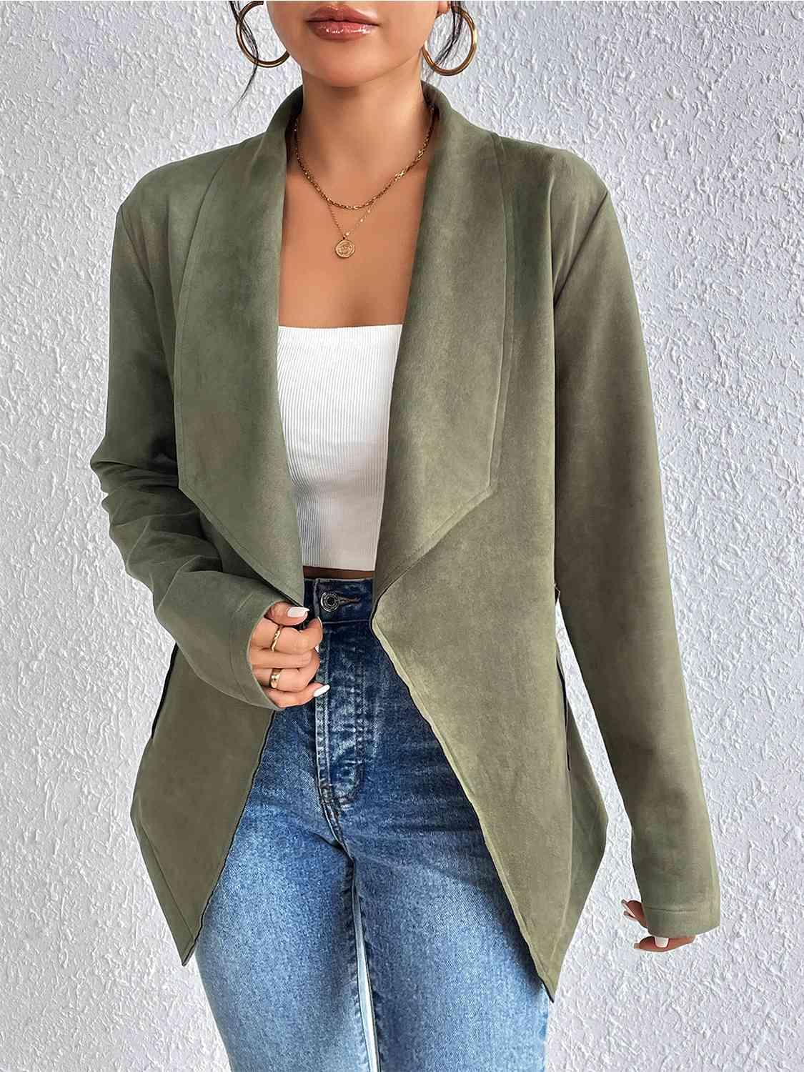 Kate Statement Collar Long Sleeve Jacket - SwagglyLife Home & Fashion