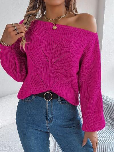 Kayla Openwork Long Sleeve Sweater - SwagglyLife Home & Fashion
