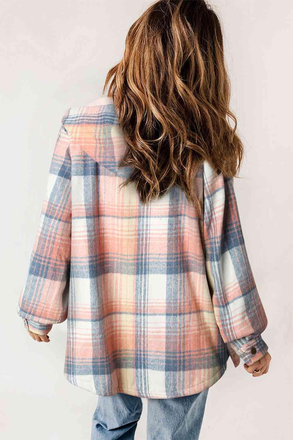 Kayla Plaid Snap Down Hooded Jacket - SwagglyLife Home & Fashion