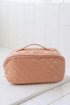 Large Capacity Quilted Makeup Bag in Pink - SwagglyLife Home & Fashion