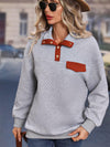 Laurie Contrast Quarter-Snap Sweatshirt - SwagglyLife Home & Fashion