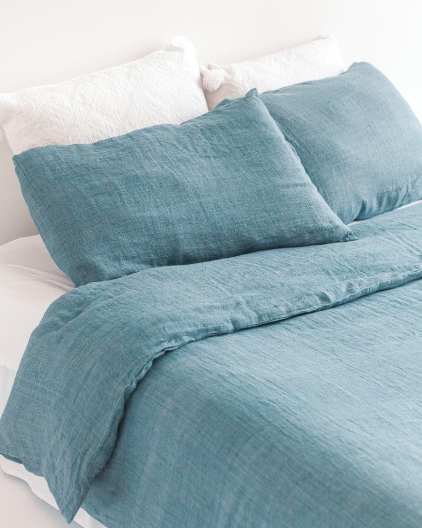 Linen Duvet Cover Set - Denim Blue - SwagglyLife Home & Fashion