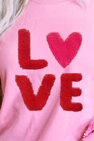 LOVE Sequin Dropped Shoulder Sweatshirt - SwagglyLife Home & Fashion