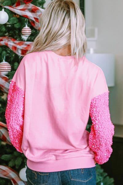 LOVE Sequin Dropped Shoulder Sweatshirt - SwagglyLife Home & Fashion