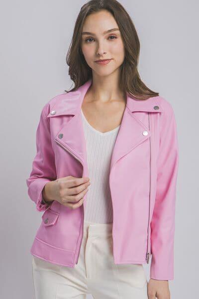 LOVE TREE Collared Neck Zip Up Jacket - SwagglyLife Home & Fashion