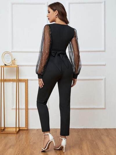 Maddie Plunge Long Sleeve Jumpsuit - SwagglyLife Home & Fashion