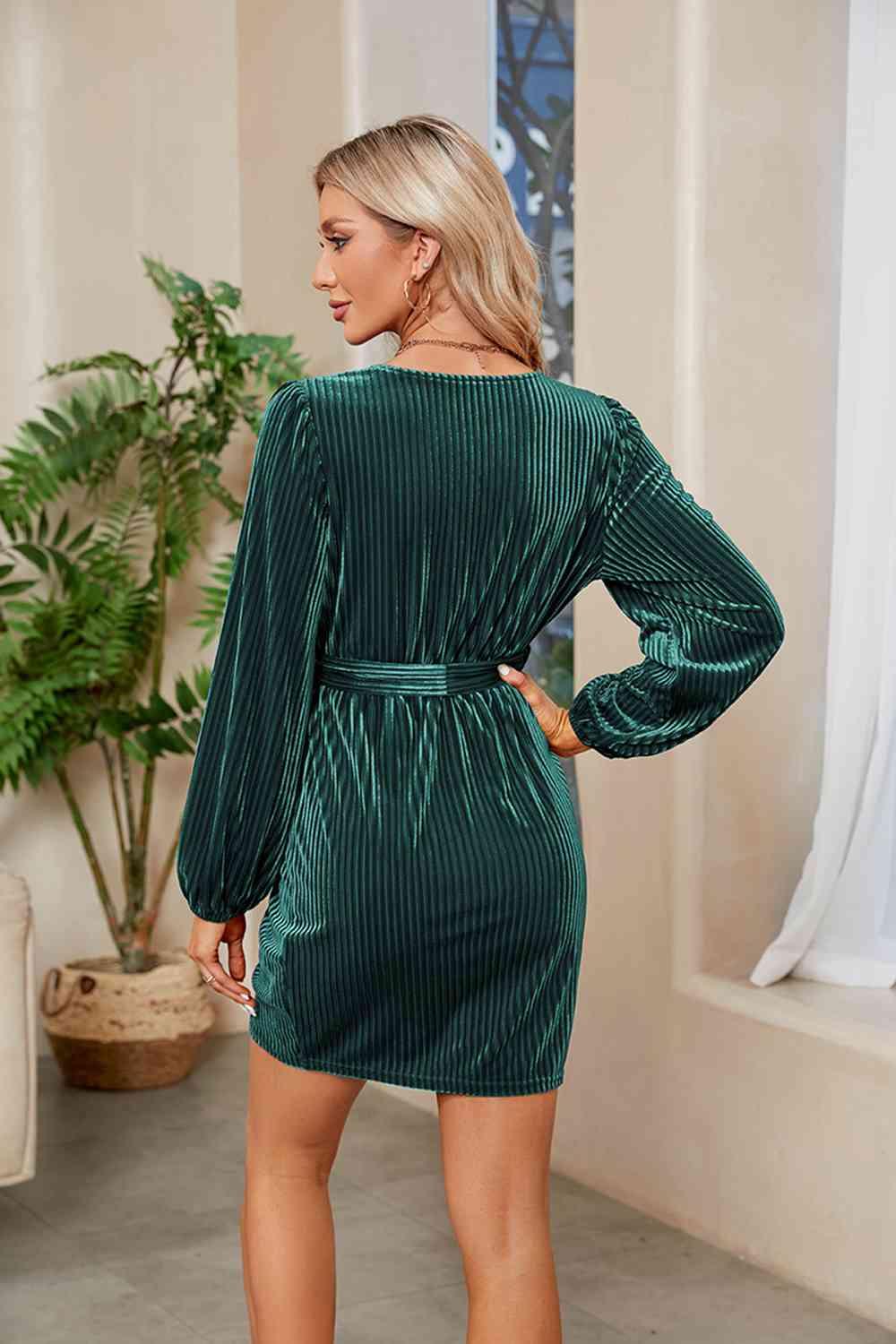 Madison Ribbed Tie Front Mini Dress - SwagglyLife Home & Fashion