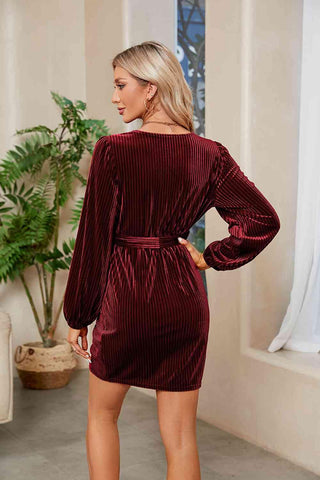 Madison Ribbed Tie Front Mini Dress - SwagglyLife Home & Fashion