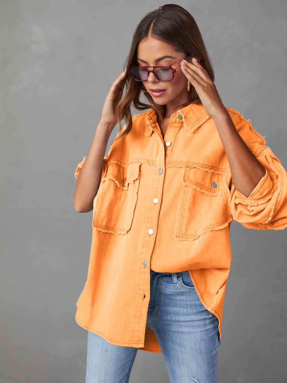 Maeve Dropped Shoulder Raw Hem Jacket - SwagglyLife Home & Fashion