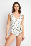 Marina West Swim Float On Ruffle Faux Wrap One-Piece in Daisy Cream - SwagglyLife Home & Fashion