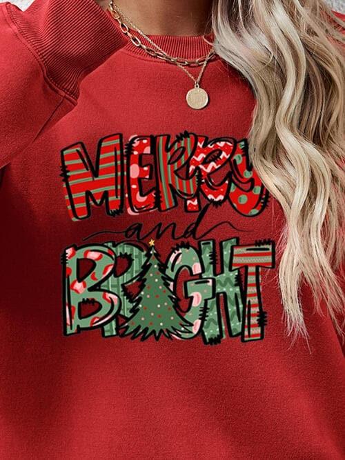 MERRY AND BRIGHT Long Sleeve Sweatshirt - SwagglyLife Home & Fashion