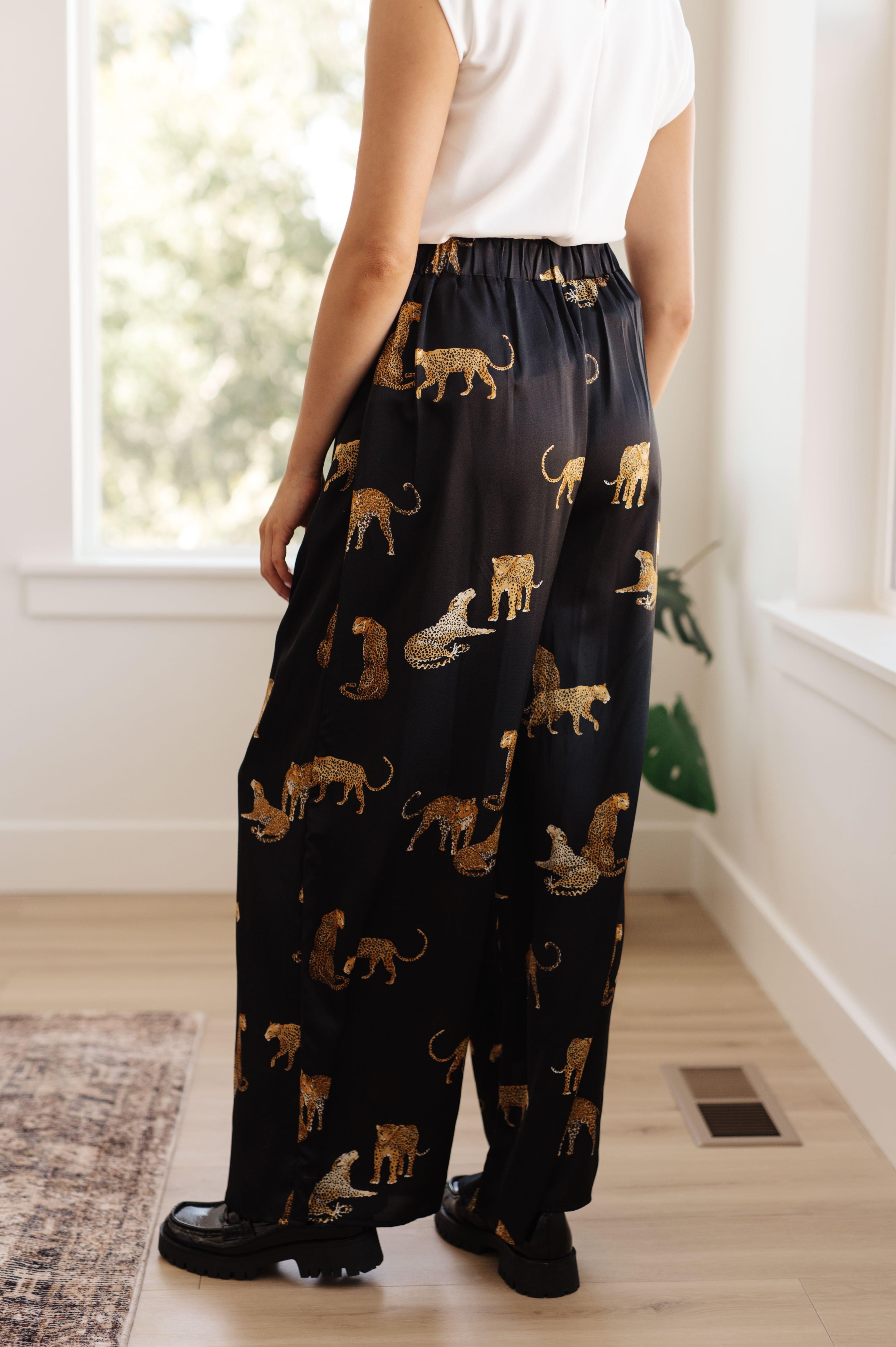 Mittoshop Legendary in Leopard Satin Wide Leg Pants - SwagglyLife Home & Fashion
