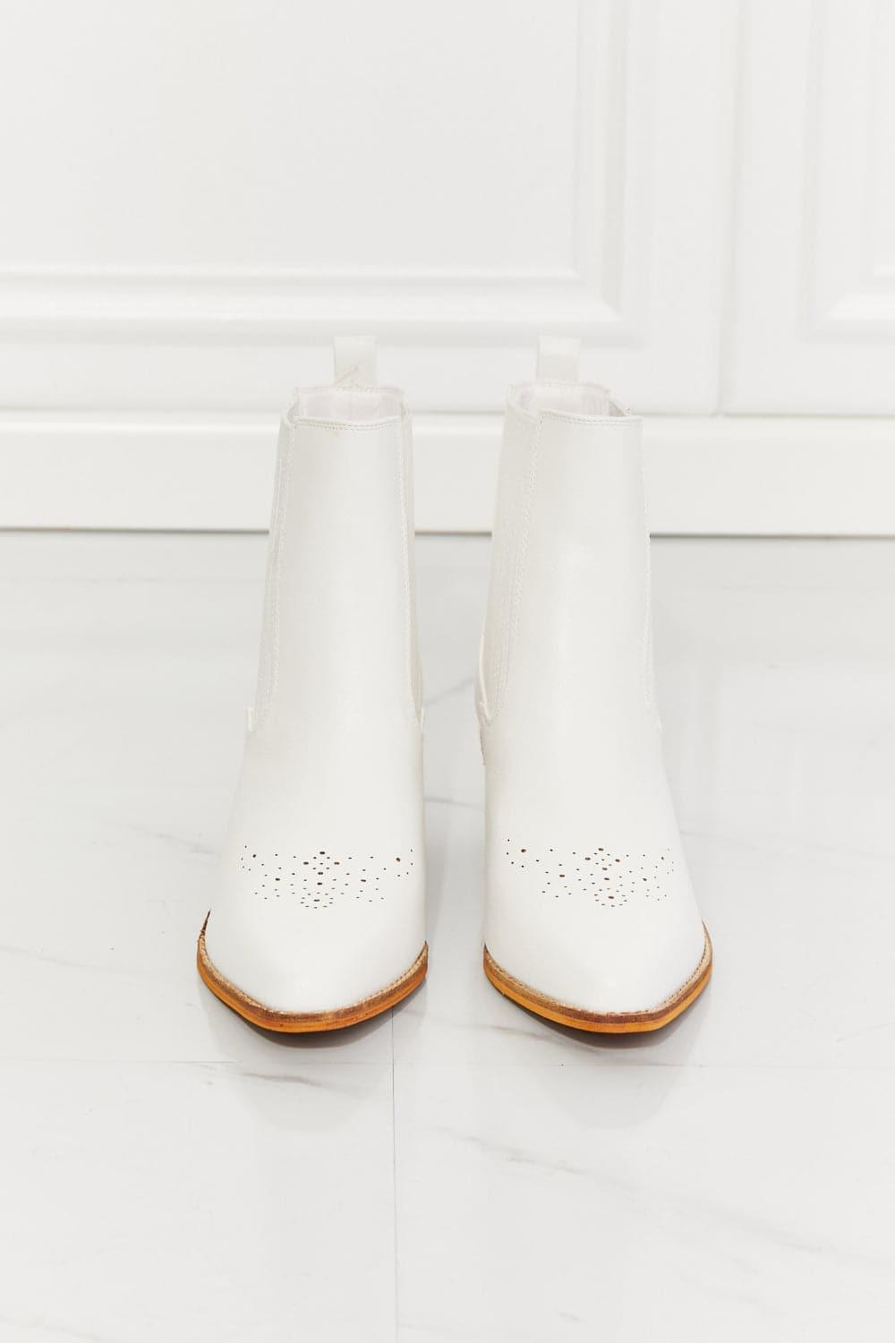 MMShoes Love the Journey Stacked Heel Chelsea Boot in White - SwagglyLife Home & Fashion