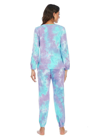 Tie-Dye Top and Drawstring Pants Lounge Set - SwagglyLife Home & Fashion