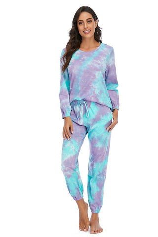 Tie-Dye Top and Drawstring Pants Lounge Set - SwagglyLife Home & Fashion