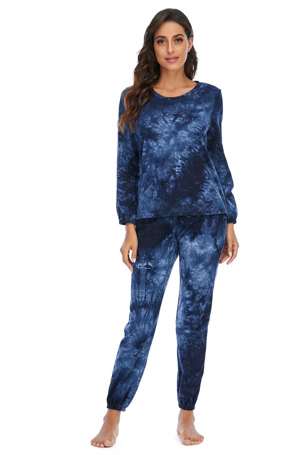 Tie-Dye Top and Drawstring Pants Lounge Set - SwagglyLife Home & Fashion