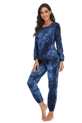 Tie-Dye Top and Drawstring Pants Lounge Set - SwagglyLife Home & Fashion