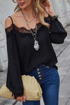 Nicole Lace Trim Balloon Sleeve Blouse - SwagglyLife Home & Fashion