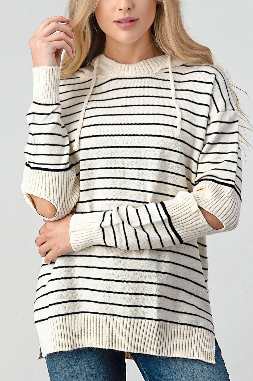 Olivia Striped Cutout Slit Sweater - SwagglyLife Home & Fashion