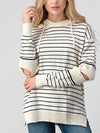 Olivia Striped Cutout Slit Sweater - SwagglyLife Home & Fashion