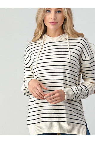 Olivia Striped Cutout Slit Sweater - SwagglyLife Home & Fashion