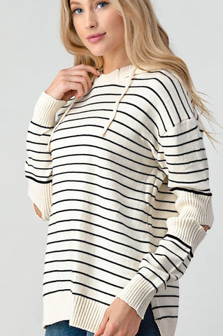 Olivia Striped Cutout Slit Sweater - SwagglyLife Home & Fashion