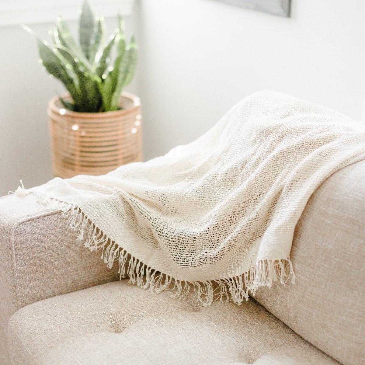 Open Weave Cotton Throw Blanket - SwagglyLife Home & Fashion