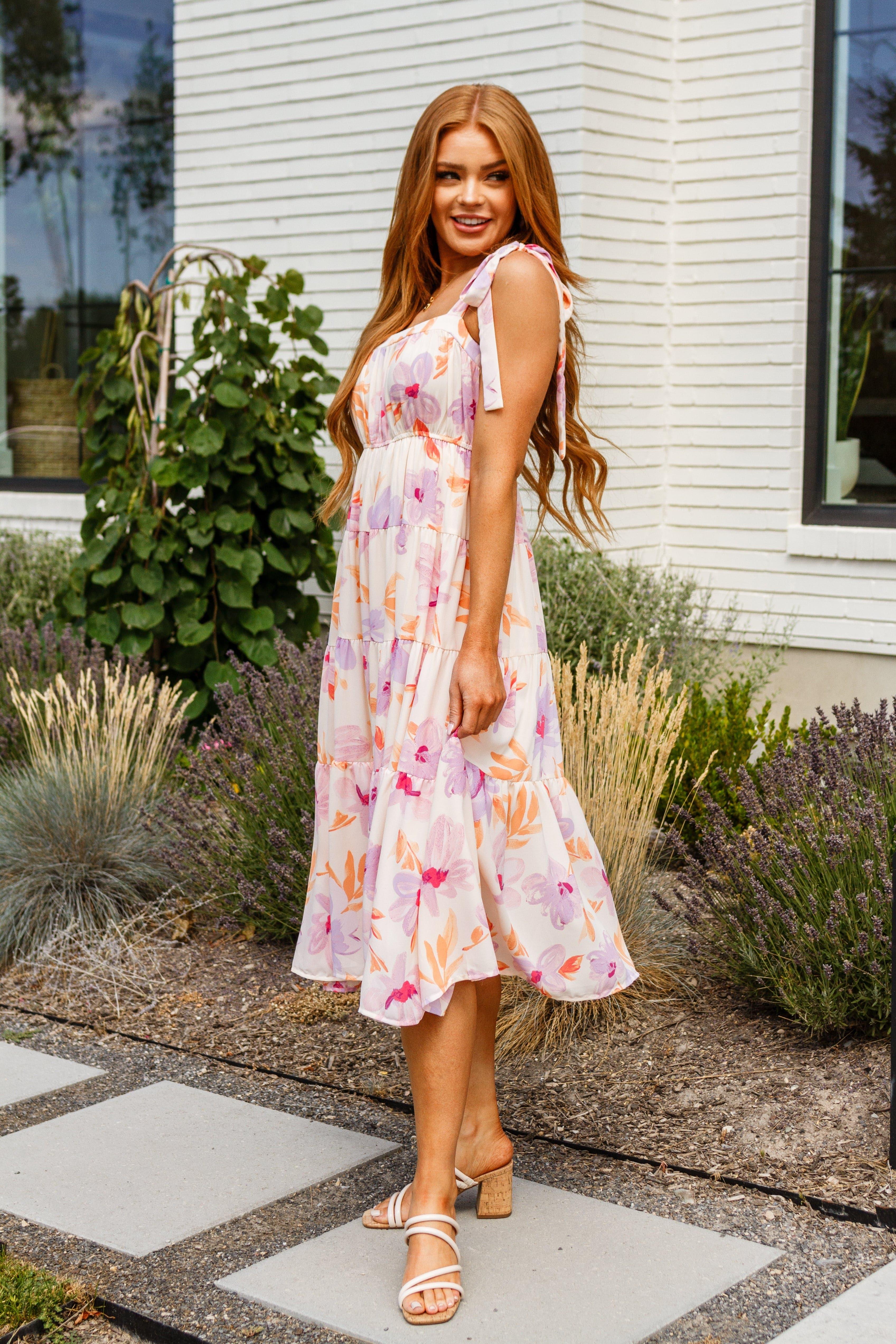 Pastel Petals Floral Midi Dress - SwagglyLife Home & Fashion