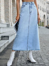 Penny Raw Hem Denim Skirt - SwagglyLife Home & Fashion