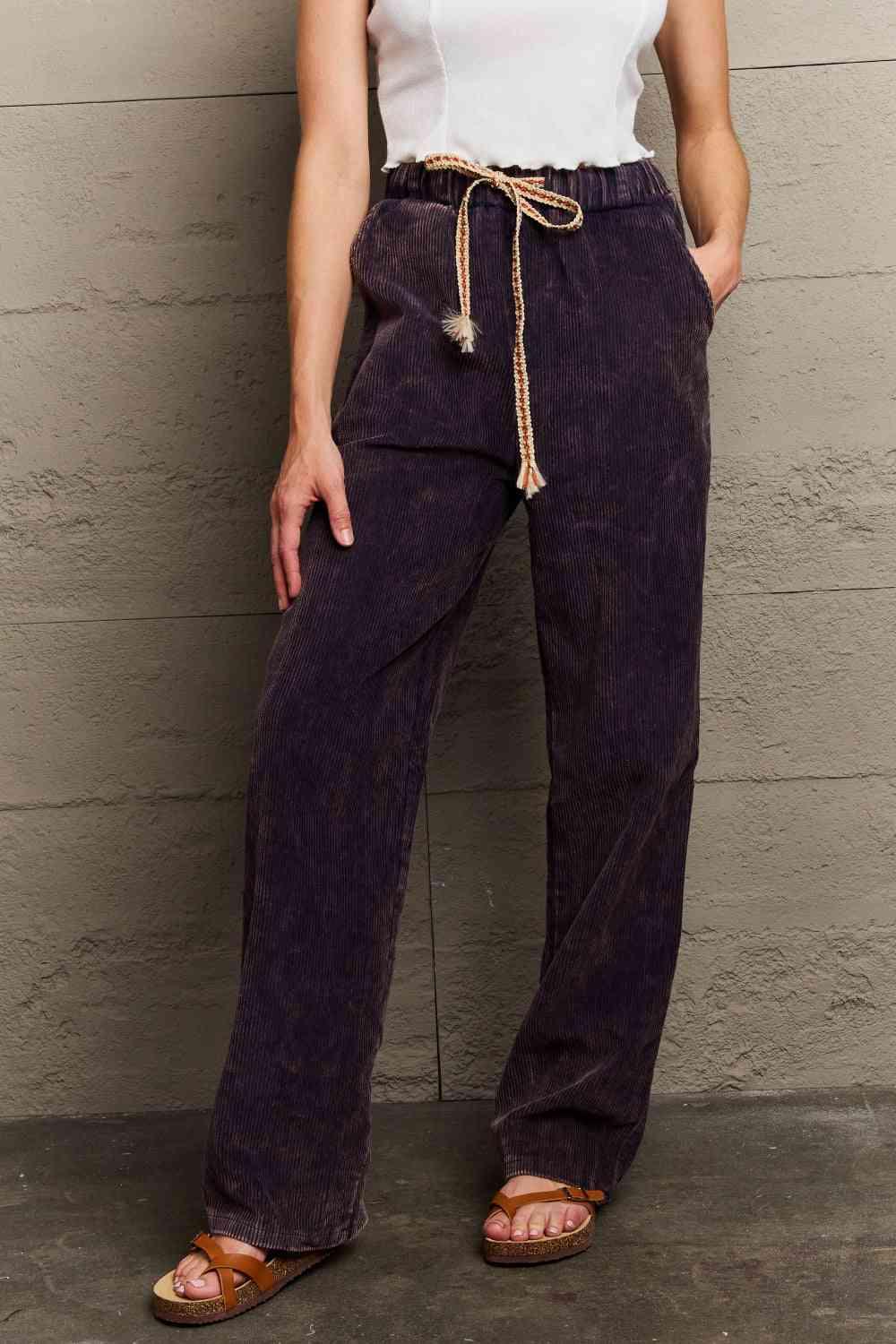POL Leap Of Faith Corduroy Straight Fit Pants in Midnight Navy - SwagglyLife Home & Fashion