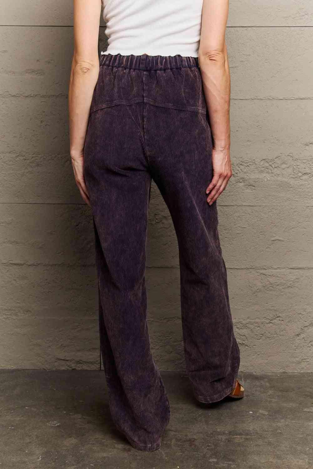 POL Leap Of Faith Corduroy Straight Fit Pants in Midnight Navy - SwagglyLife Home & Fashion