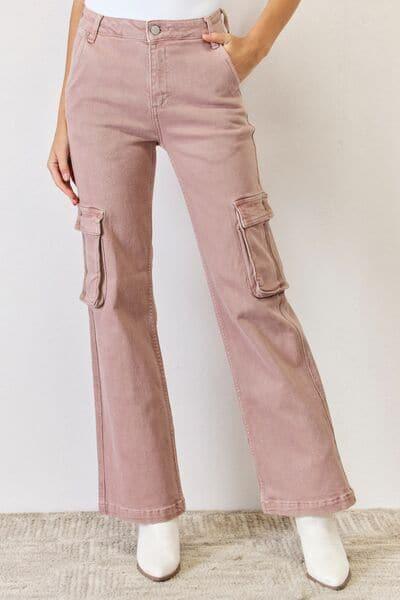 RISEN Full Size High Rise Cargo Wide Leg Jeans - SwagglyLife Home & Fashion