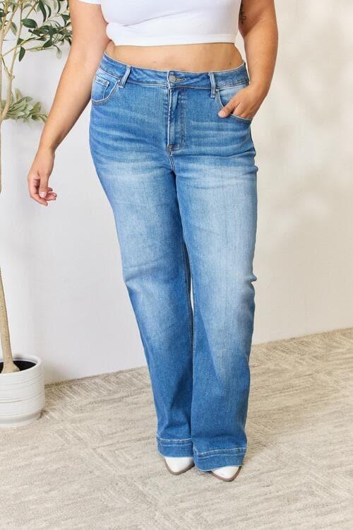 RISEN Full Size High Waist Straight Jeans - SwagglyLife Home & Fashion