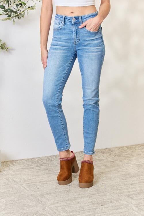 RISEN Full Size Mid Rise Skinny Jeans - SwagglyLife Home & Fashion