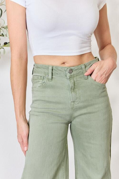 RISEN Full Size Raw Hem Wide-Leg Jeans - SwagglyLife Home & Fashion