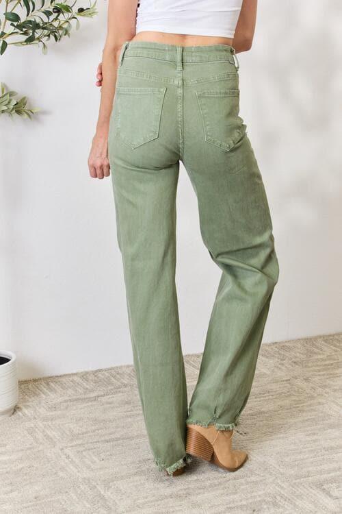 RISEN Full Size Raw Hem Wide-Leg Jeans - SwagglyLife Home & Fashion