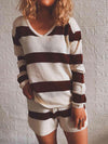 Sandra Striped Knit Top and Shorts Set - SwagglyLife Home & Fashion