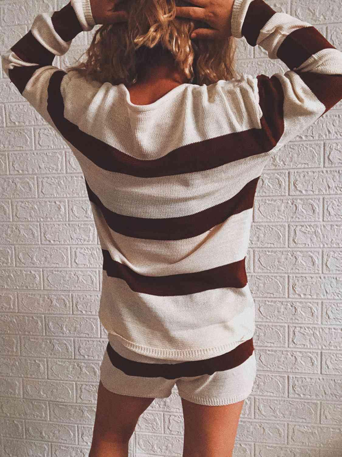 Sandra Striped Knit Top and Shorts Set - SwagglyLife Home & Fashion