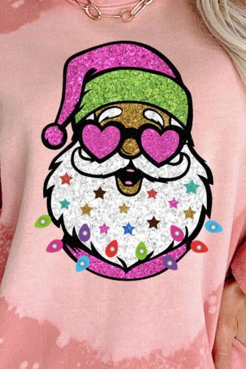 Santa Graphic Round Neck Long Sleeve Sweatshirt - SwagglyLife Home & Fashion